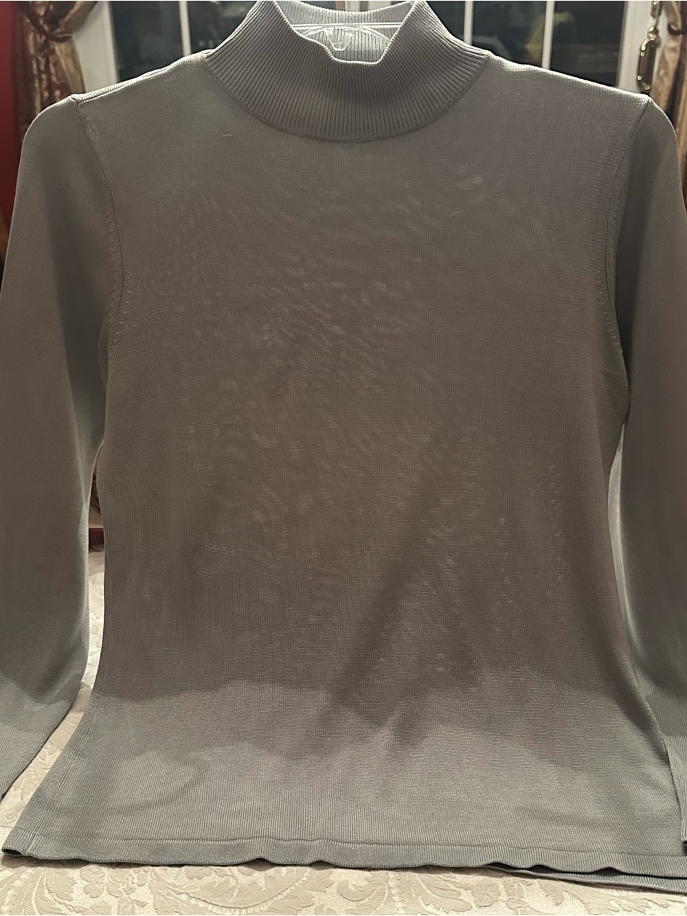 Gray Silk Lightweight Medium Turtleneck Sweater